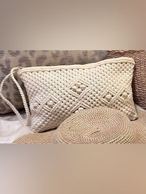 Macrame Wristlet Pouch With Sunglasses & Case